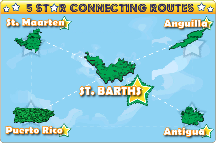 Five star connection routes to St. Barths